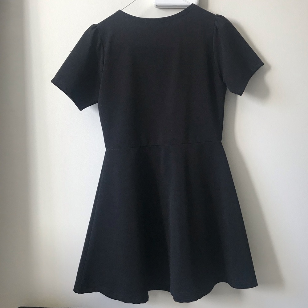 A-Line Mini Dress with Leather Detail - Picture 2 of 6